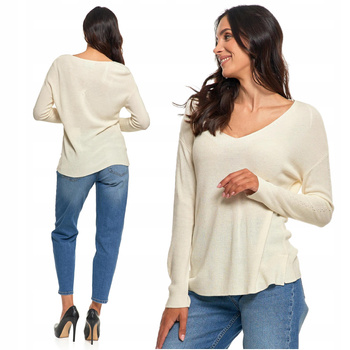 Cienki SWETER DAMSKI Luźny Dzianinowy z Wiskozą Elegancki Klasyczny MORAJ 