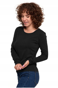 Bluzka Damska Długi Rękaw Gładka Czarna MORAJ
