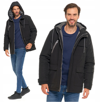 Kurtka Zimowa Męska z Kieszeniami i Kapturem Ciepła Modna Wygodna MORAJ 