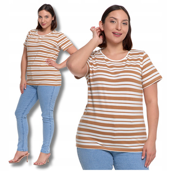 T-SHIRT DAMSKI w Paski Luźna Koszulka Bluzka z Krótkim Rękawem MORAJ 