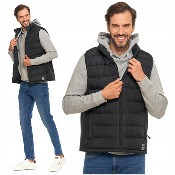 BEZRĘKAWNIK Męski Kamizelka Czarna Pikowana na jesień Ciepła Modna MORAJ 