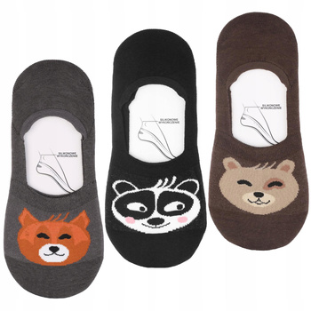 Niskie STOPKI Damskie Krótkie Skarpetki Miś Panda MORAJ 3 PAK 