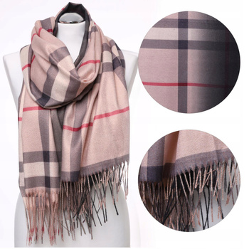 Elegancki Szal Damski w Kratę Brokat Duży MORAJ