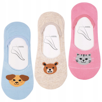 STOPKI DAMSKIE Niskie Skarpety Kot Pies Miś Skarpetki MORAJ 3-pary