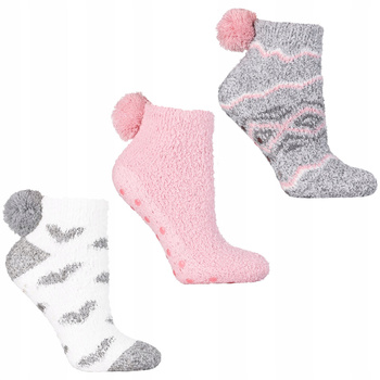 SKARPETY DAMSKIE Grube Skarpetki Niskie Bambosze z ABS 3-PAK MORAJ 