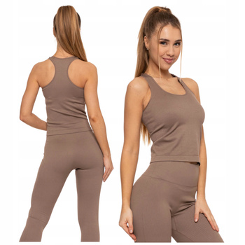 TOP DAMSKI Sportowa Koszulka Bokserka Prążkowana Stylowa Wygodna MORAJ 