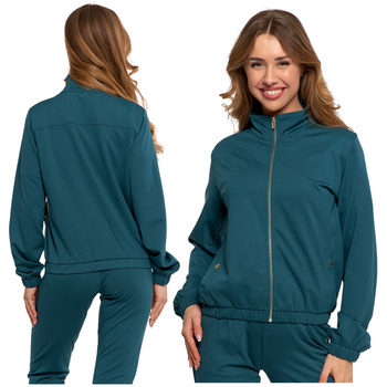 BLUZA DRESOWA DAMSKA MORAJ ROZPINANA GŁADKA KLASYCZNA ZE STÓJKĄ MODNA