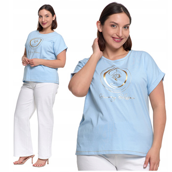 Bluzka Damska MORAJ Modna Koszulka Elegancki Złoty Nadruk Na Lato 