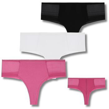 ELEGANCKIE MAJTKI DAMSKIE Z SIATECZKĄ FIGI SUBTELNE DELIKATNE MORAJ 3-PAR