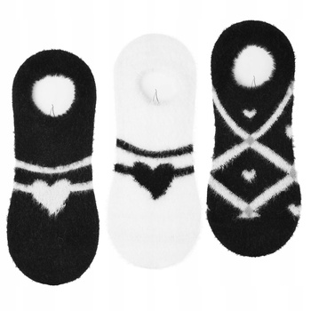 Stopki Niskie Skarpetki Futrzaki Damskie ABS Czarno Białe MORAJ 3-PAK 