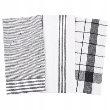 Ręcznik Kuchenny Ścierki Kuchenne Zestaw 3PAK Czarno Białe 45x65 cm MORAJ