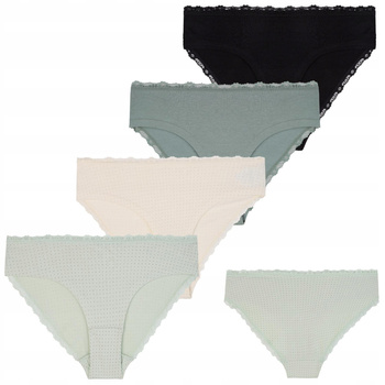 Figi Damskie Klasyczne Bawełna Bikini Majtki Koronka MORAJ Zestaw 4-PAK 