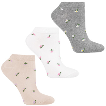 STOPKI DAMSKIE DO KOSTKI SKARPETKI MORAJ NISKIE SKARPETY KWIATKI 3PAK