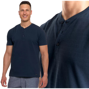 T-SHIRT MĘSKI MORAJ KOSZULKA KRÓTKI RĘKAW PROSTA ROZPINANY DEKOLT MODNA