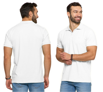 Biała Polówka Klasyczna Koszulka Polo Męska PREMIUM Krótki Rękaw MORAJ 