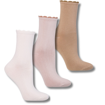 SKARPETY DAMSKIE WYSOKIE UROCZE SKARPETKI Z FALBANKĄ 3-PARY MORAJ