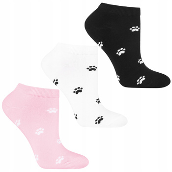 Skarpetki Damskie Stopki do Kostki Łapka Psa Kolorowe MORAJ 3-PARY