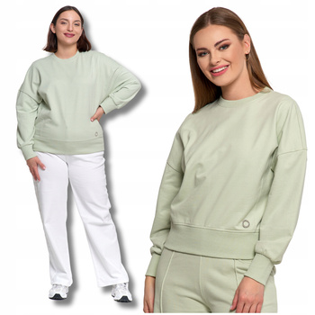 Klasyczna BLUZA DAMSKA Gładka Bez Kaptura Zielona Przez Głowę MORAJ 