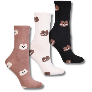 CIEPŁE SKARPETKI DAMSKIE MORAJ DŁUGIE SKARPETY MISIE WYSOKIE 3-PAR