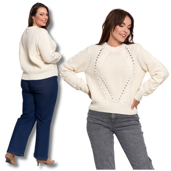 CIEPŁY SWETER DAMSKI WARKOCZOWY SPLOT ELEGANCKI KLASYCZNY MORAJ