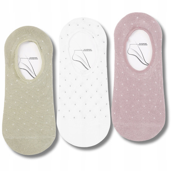 Stopki Damskie Niskie Skarpetki Balerinki Delikatne Kropki MORAJ 3PAK 