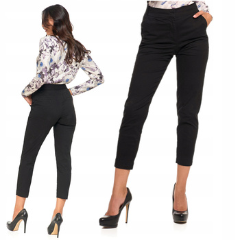 Spodnie Damskie Chinosy Eleganckie z Gumką w Pasie Czarne MORAJ 