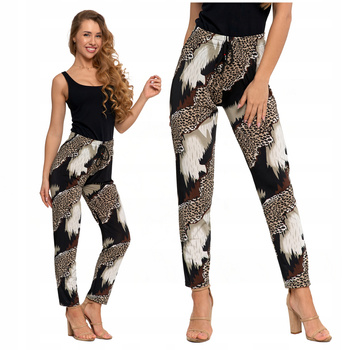 Luźne Spodnie Damskie Prosta Nogawka Wzorzyste Zwiewne Na Lato MORAJ