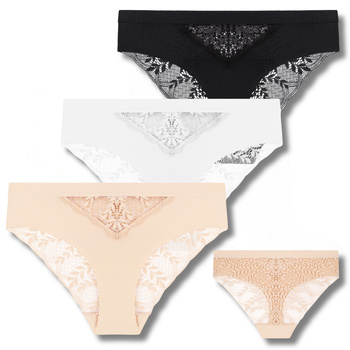 ELEGANCKIE MAJTKI DAMSKIE Z KORONKĄ SUBTELNE FIGI MODNE MORAJ 3-PAR