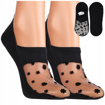 Koronkowe Stopki Damskie Niskie Eleganckie Skarpetki MORAJ 1-PARA 