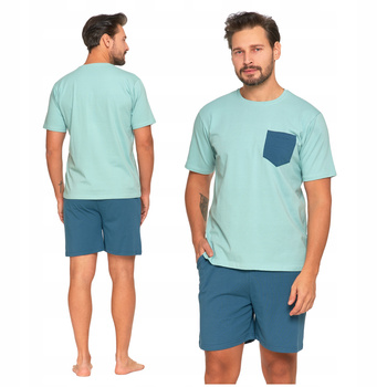 PIŻAMA MĘSKA BAWEŁNIANA KRÓTKI RĘKAW DWUCZĘŚCIOWA WYGODNA MODNA MORAJ 