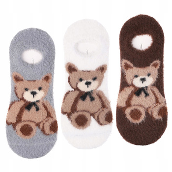 Stopki Niskie Skarpetki Futrzaki Damskie z ABS Misie MORAJ 3-PAK 