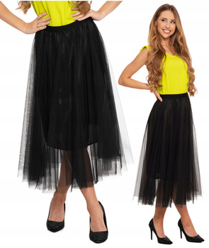 Spódnica Tiulowa Damska Elegancka Czarna Modna Lekka Zwiewna Tiul MORAJ