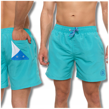 KĄPIELÓWKI MĘSKIE SPODENKI KĄPIELOWE SZORTY Z KIESZENIAMI GŁADKIE MORAJ 