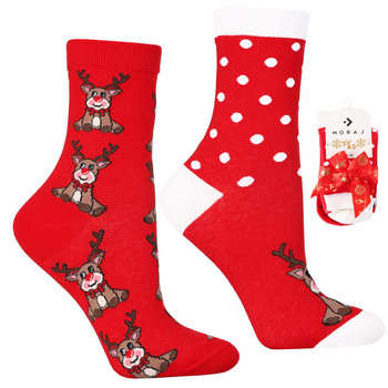 Skarpety ŚWIĄTECZNE Renifery Skarpetki PREZENT na Święta MORAJ 2-PAK 