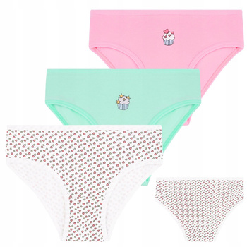 MAJTKI DZIEWCZĘCE Figi Dziecięce Kolorowe SERCA Urocze MORAJ 3 szt. 86-92