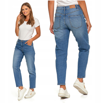 Spodnie Mom Fit Jeansowe Damskie z Wysokim Stanem Luźne Jeansy MORAJ 