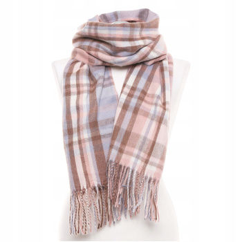 Kolorowy SZAL DAMSKI w Kratę Duży z Frędzlami Stylowy Modny na Jesień MORAJ