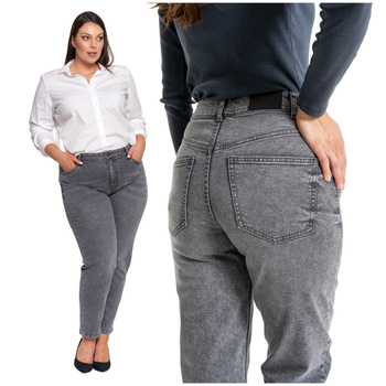 SPODNIE MOM FIT JEANSOWE DAMSKIE WYSOKI STAN LUŹNE MODNE JEANSY MORAJ