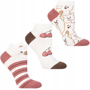 Skarpetki Damskie Stopki MORAJ Niskie Skarpety Misie Kolorowe 3-PAK