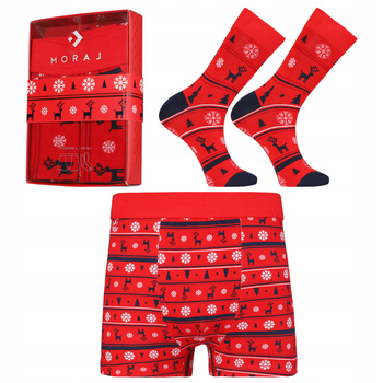 Bokserki i Skarpety Męskie KOMPLET ŚWIĄTECZNY PREZENT na święta MORAJ 