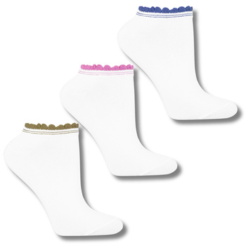 BIAŁE STOPKI BAWEŁNIANE MORAJ SKARPETKI DO KOSTKI SKARPETY 3-PARY