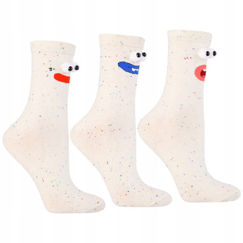 Wysokie Skarpety Damskie MORAJ Skarpetki z Oczami Śmieszne 3-PAK 