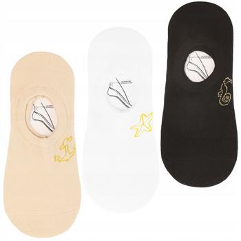 Stopki Damskie Niskie Skarpetki Balerinki Złoty Wzór MORAJ 3-PAK 