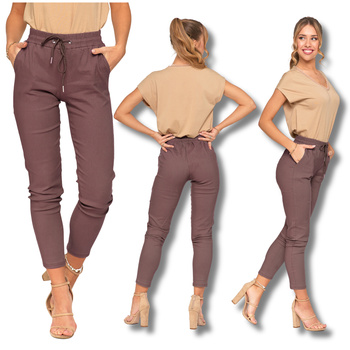 JOGGERY DAMSKIE ELASTYCZNE SPODNIE WYGODNE WIĄZANE MODNE MORAJ