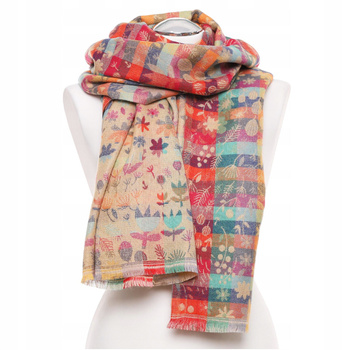 SZAL DAMSKI Szalik Kolorowy Boho Duży Elegancki Jesienny w Kwiaty MORAJ