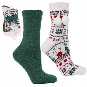 Skarpetki Ciepłe Damskie Długie Skarpety PREZENT Zimowy MORAJ 2-PAK 