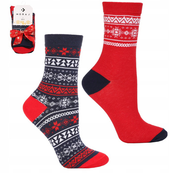 Skarpety ŚWIĄTECZNE WZORY Skarpetki PREZENT na Święta MORAJ 2-PAK 