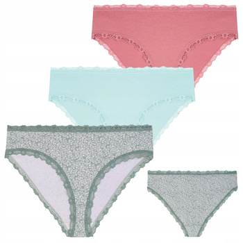 Majtki Damskie Figi z Koronką Bawełniane Wygodne Urocze MORAJ 3-PAK 