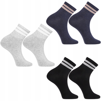 Skarpetki Męskie Za Kostkę Klasyczne Skarpety z Paskami 3-PAK MORAJ 