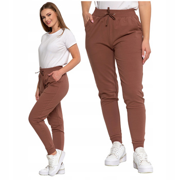 SPODNIE DRESOWE DAMSKIE GŁADKIE KLASYCZNE BASIC WIĄZANE WYGODNE MORAJ 